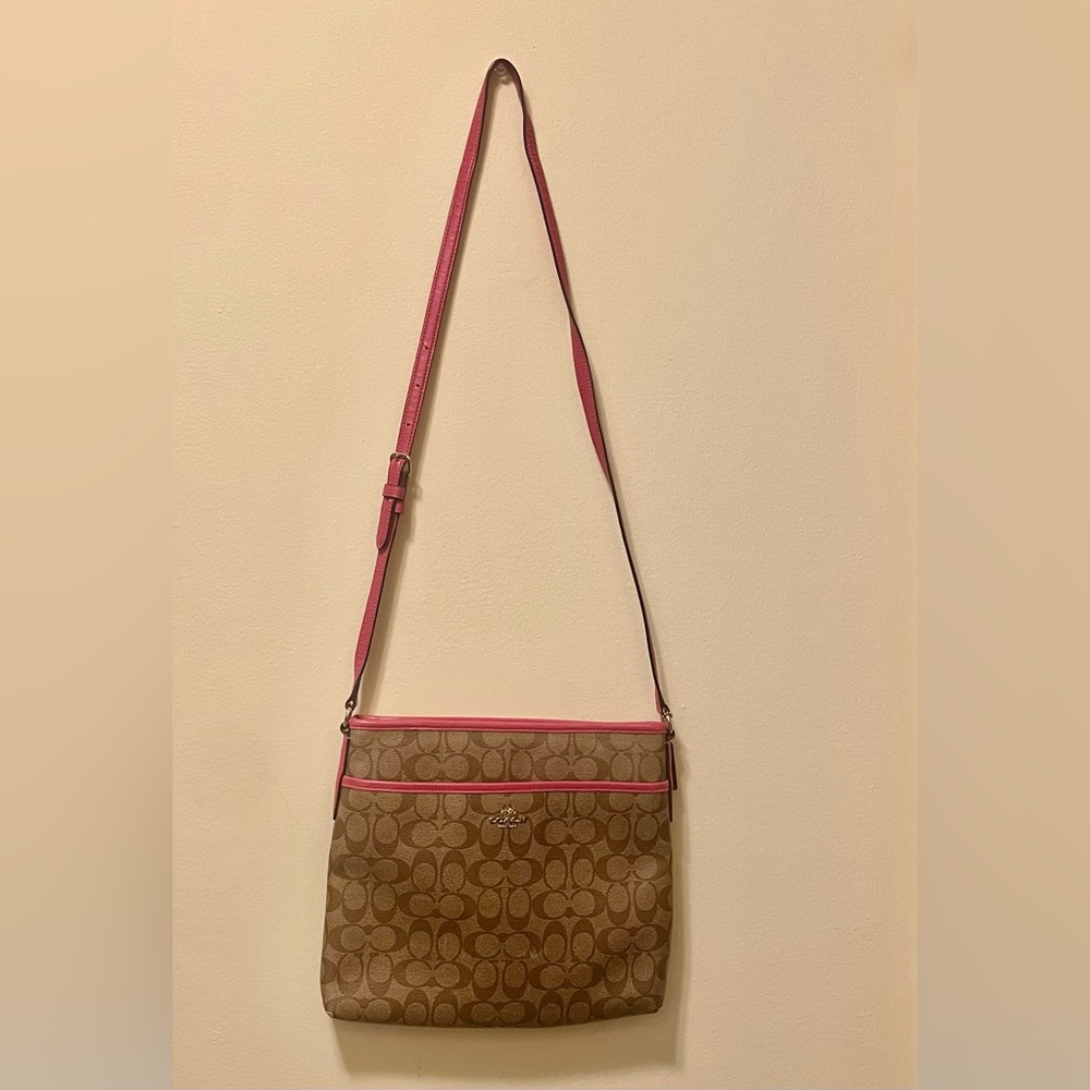 Coach Tan/Pink Crossbody Bag